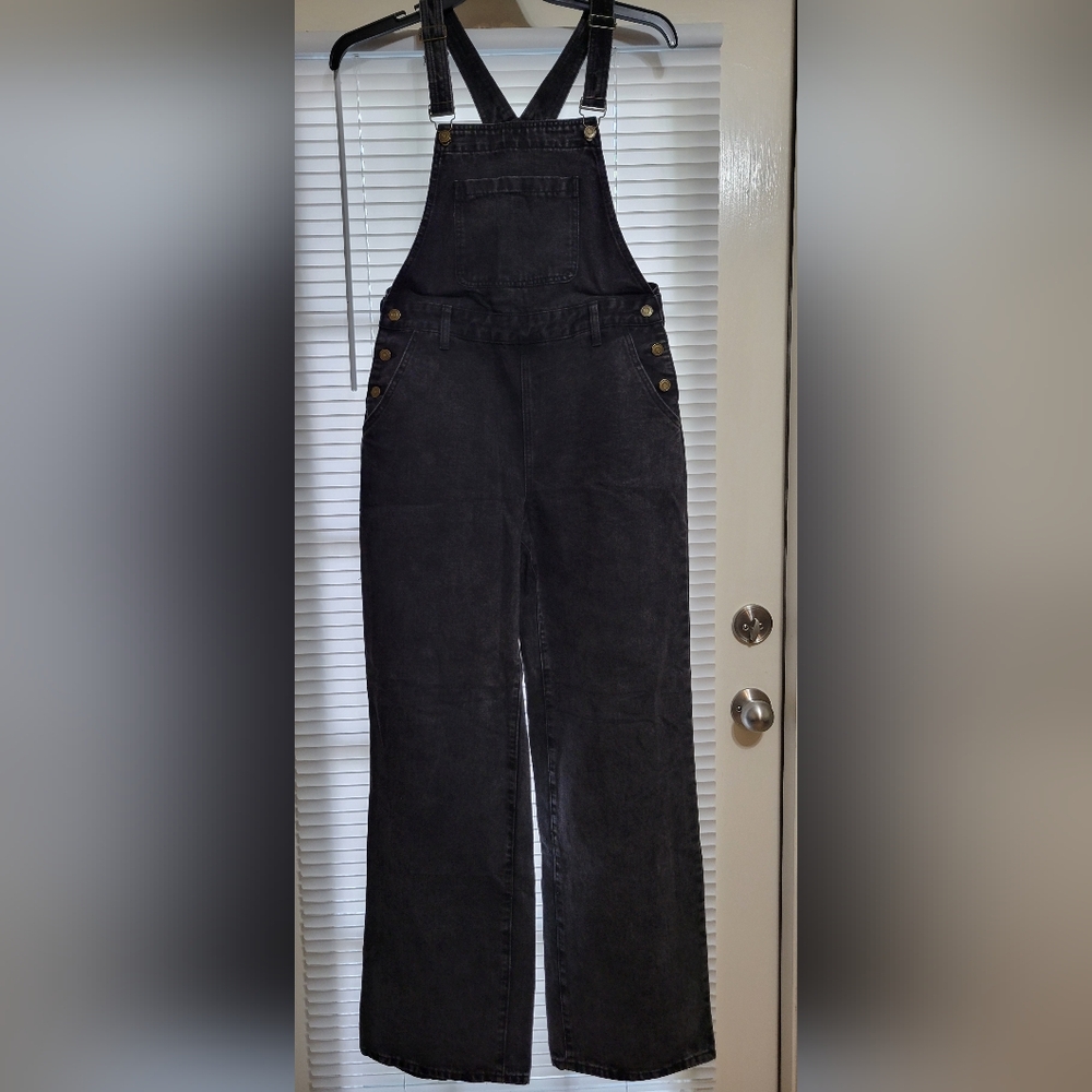 Fashion Nova Black Denim Overalls Classic Style